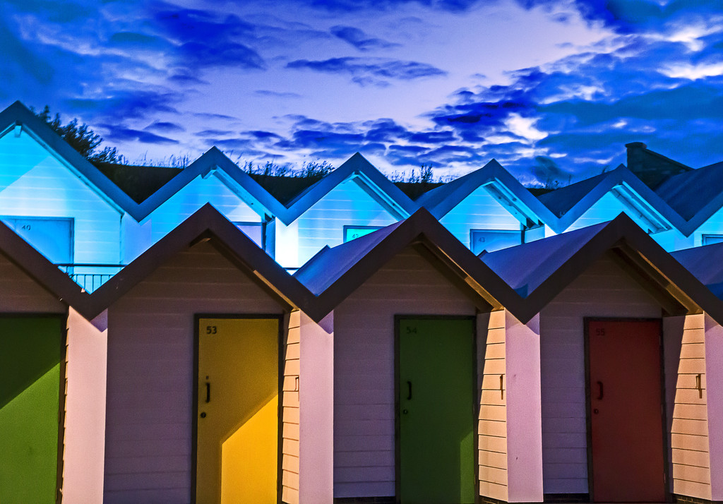 Psychedelic Beach Huts by megpicatilly