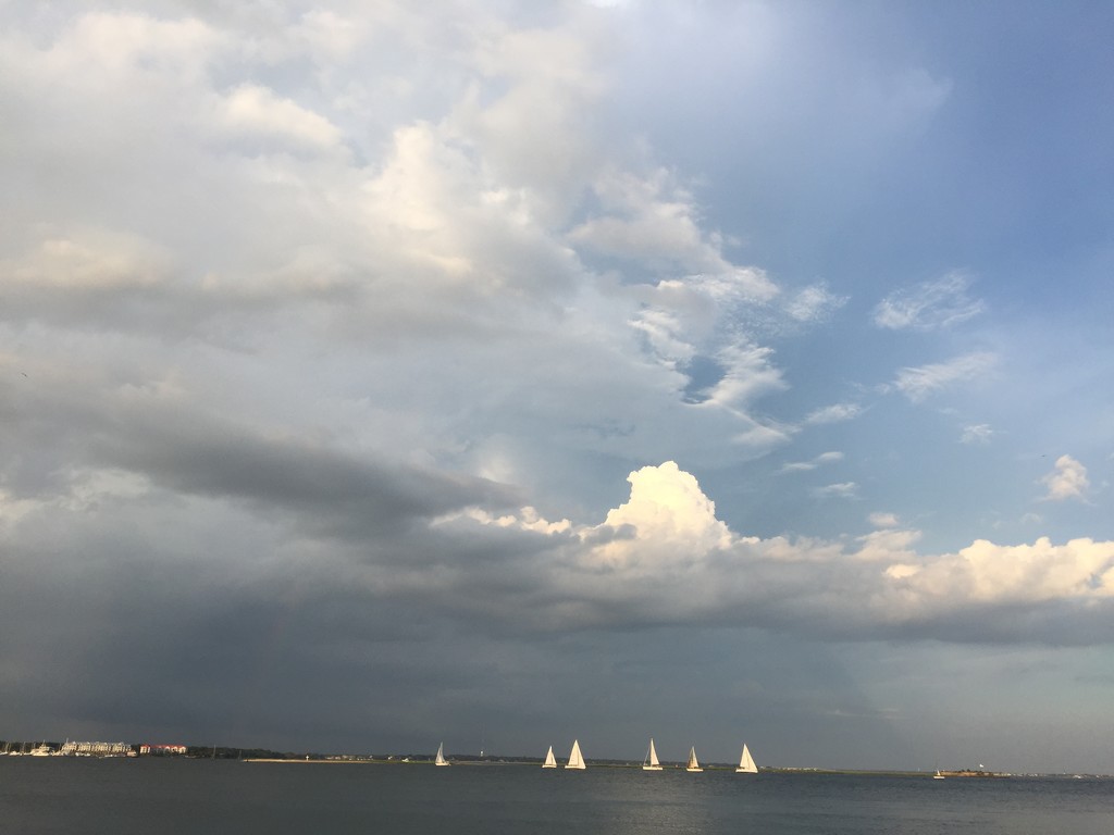 Sailboats and clouds over Charleston Harbor by congaree