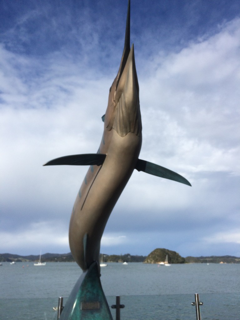 A statue of a Striped Marlin (new) presented to the town of Paihia by The Snooks Fuller Family  by Dawn