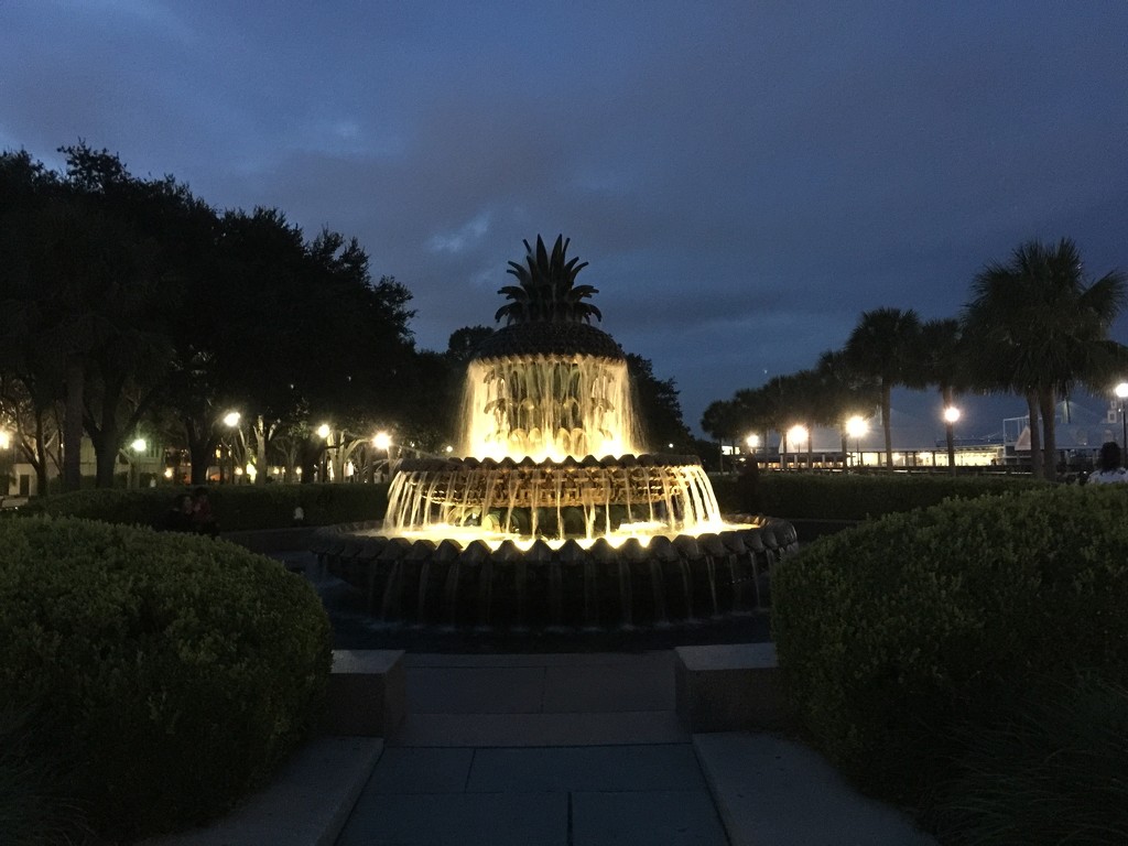 Pineapple Fountain at night.  Waterfront Park, Charleston, SC by congaree