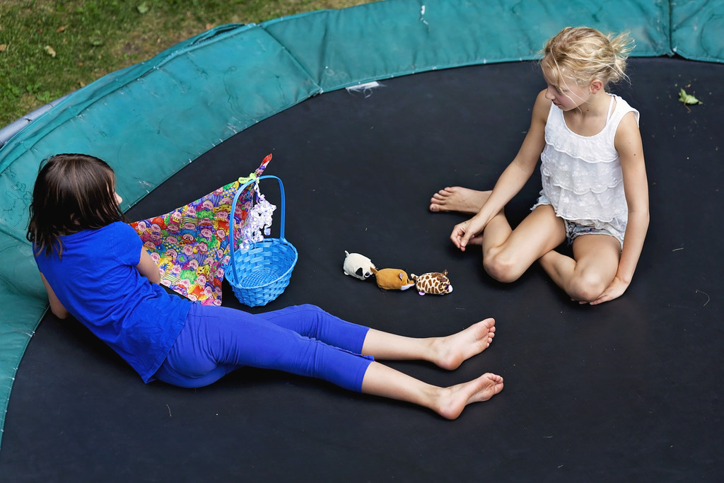  A play date on the trampoline by kiwichick
