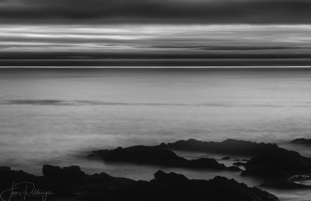 Yachats After the Sun Went Down B and W by jgpittenger