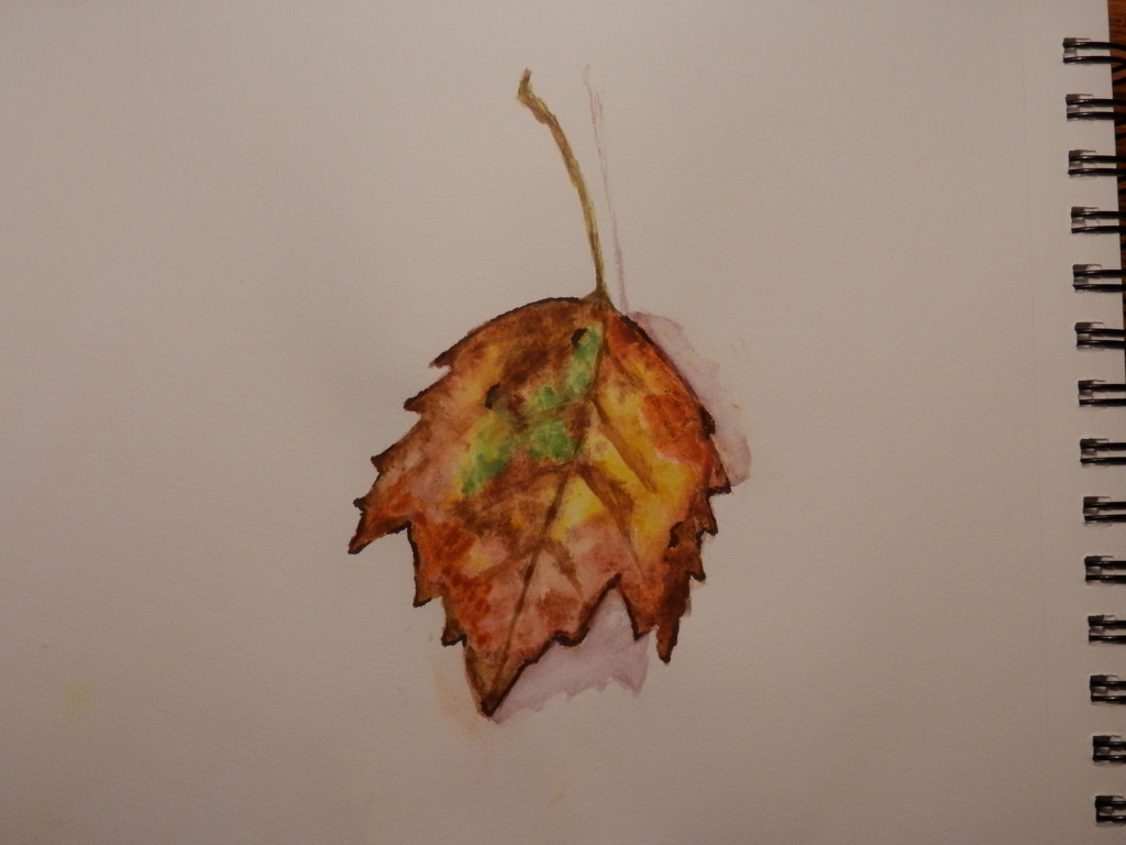 Watercolor Leaf Painting by julie