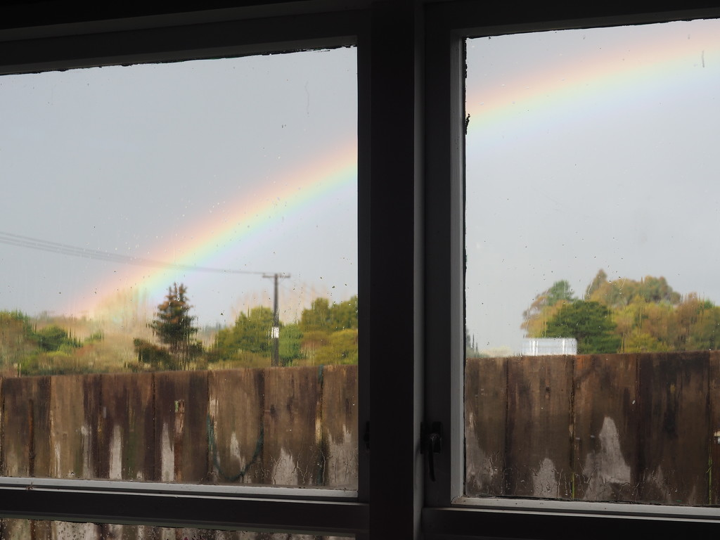 This rainbow following the down pour on 27th through my dirty windows by Dawn