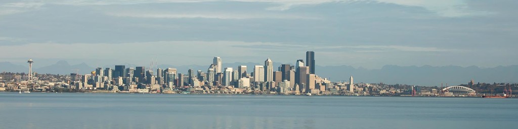 Seattle Skyline from Bainbridge Island Ferry by jyokota