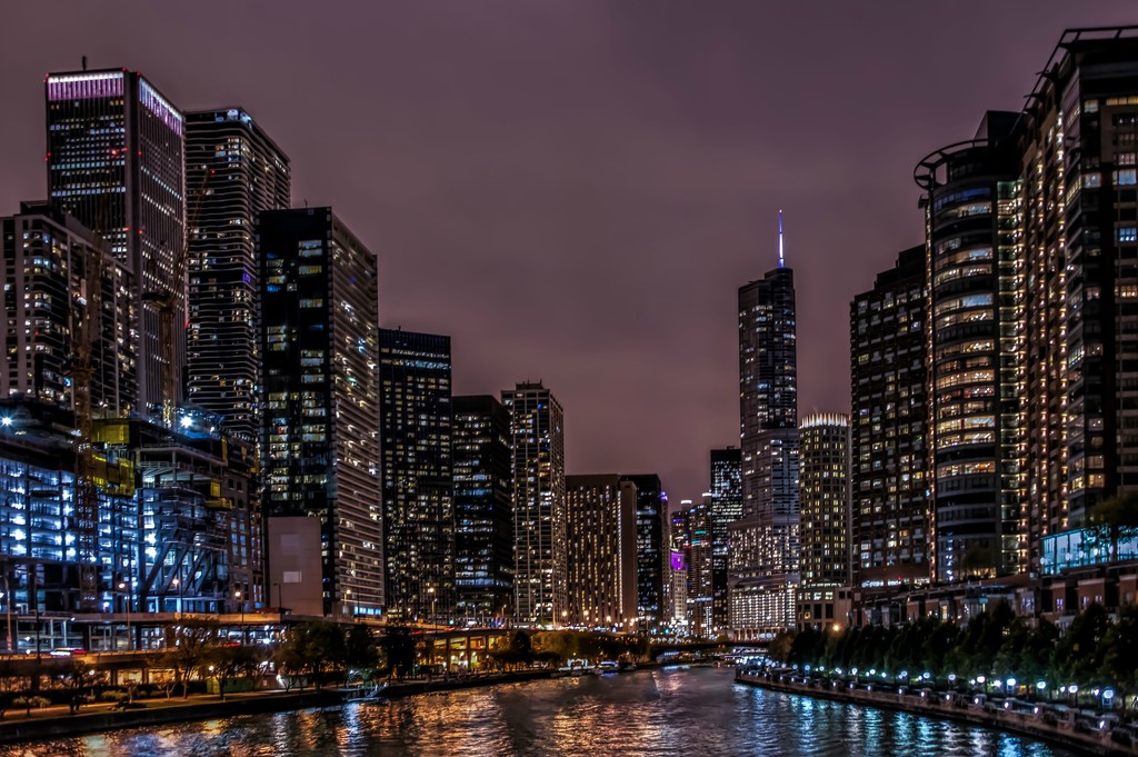 Chicago River Shows Off at Night by taffy