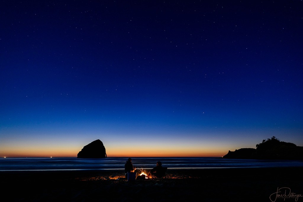 Beach Campfire In Starlight by jgpittenger