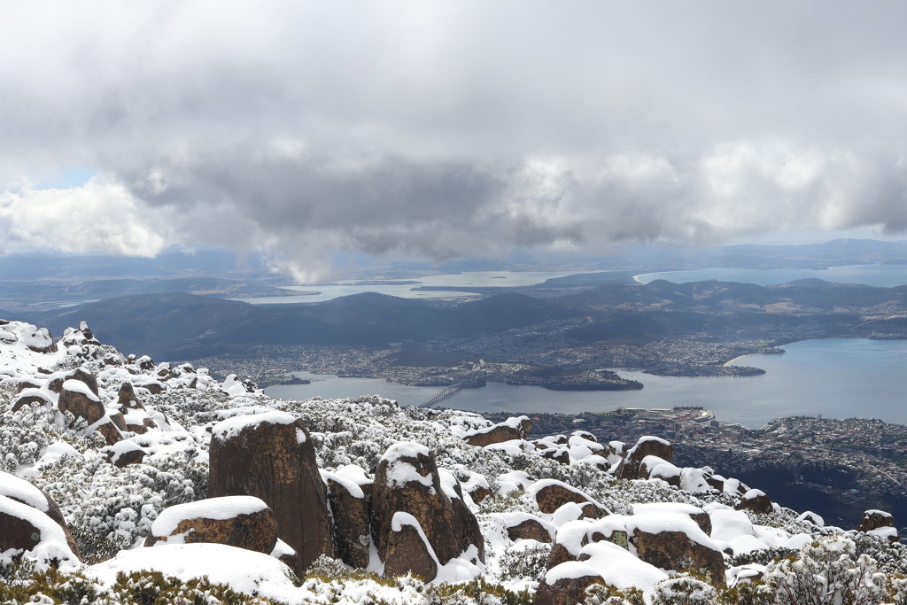 Snowy view over Hobart, Tasmania by gilbertwood