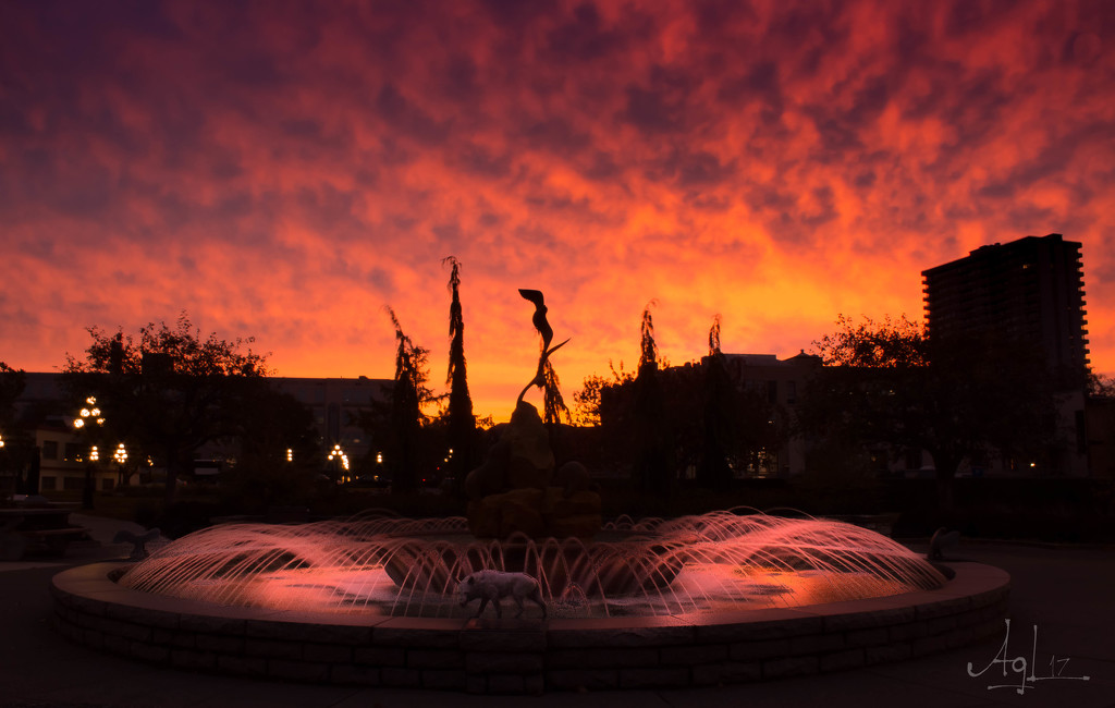 Fountain at dawn by adi314