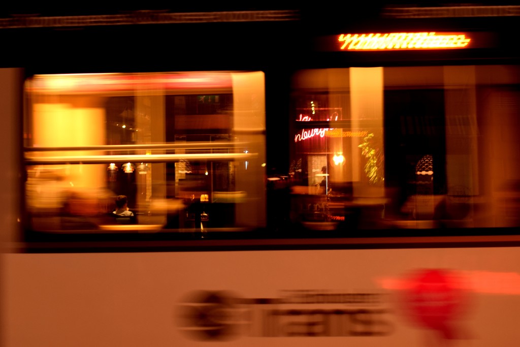 tram and cafe by christophercox