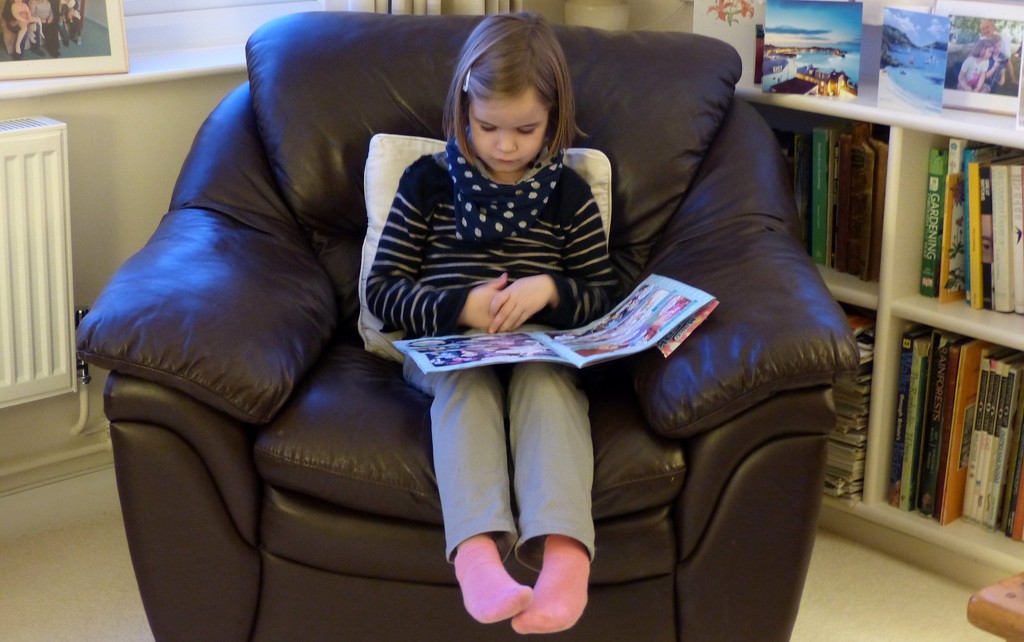 Granddaughter Reading Comic by g3xbm