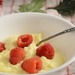 Egg Custard and raspberries by francoise