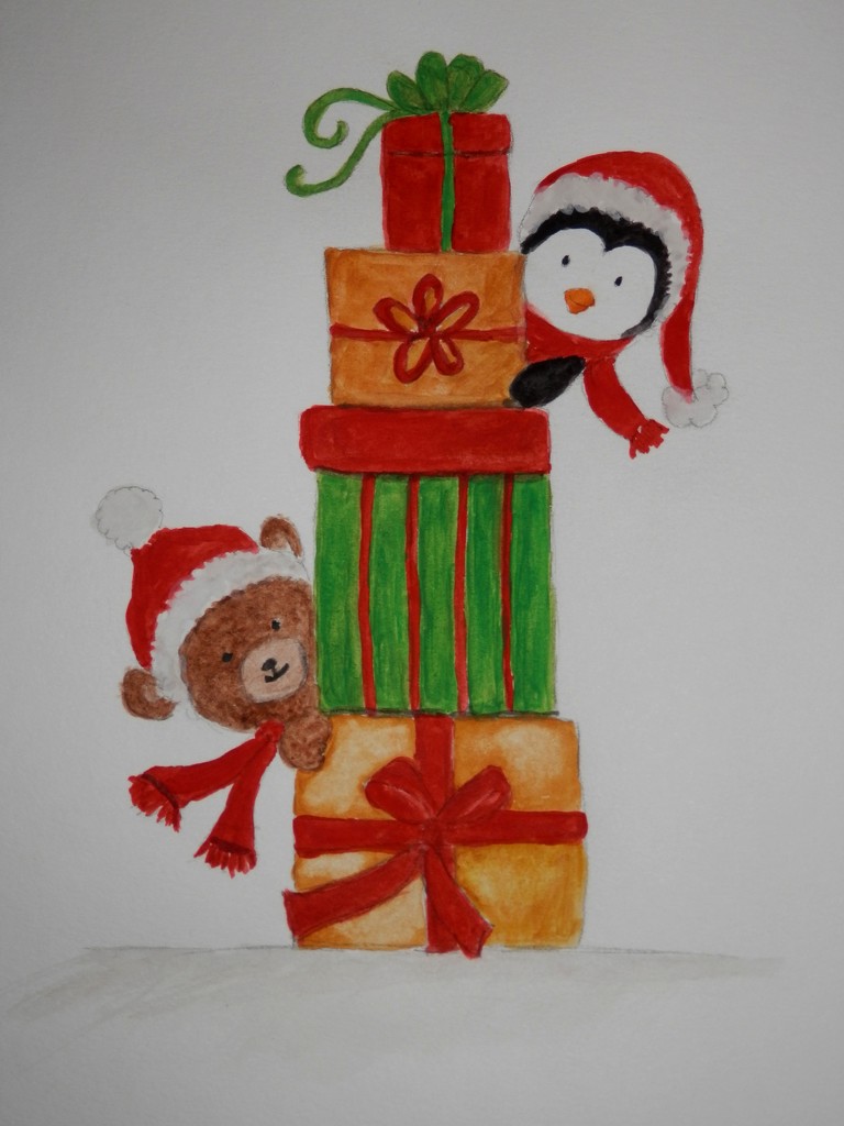 Christmas Packages Painting by julie