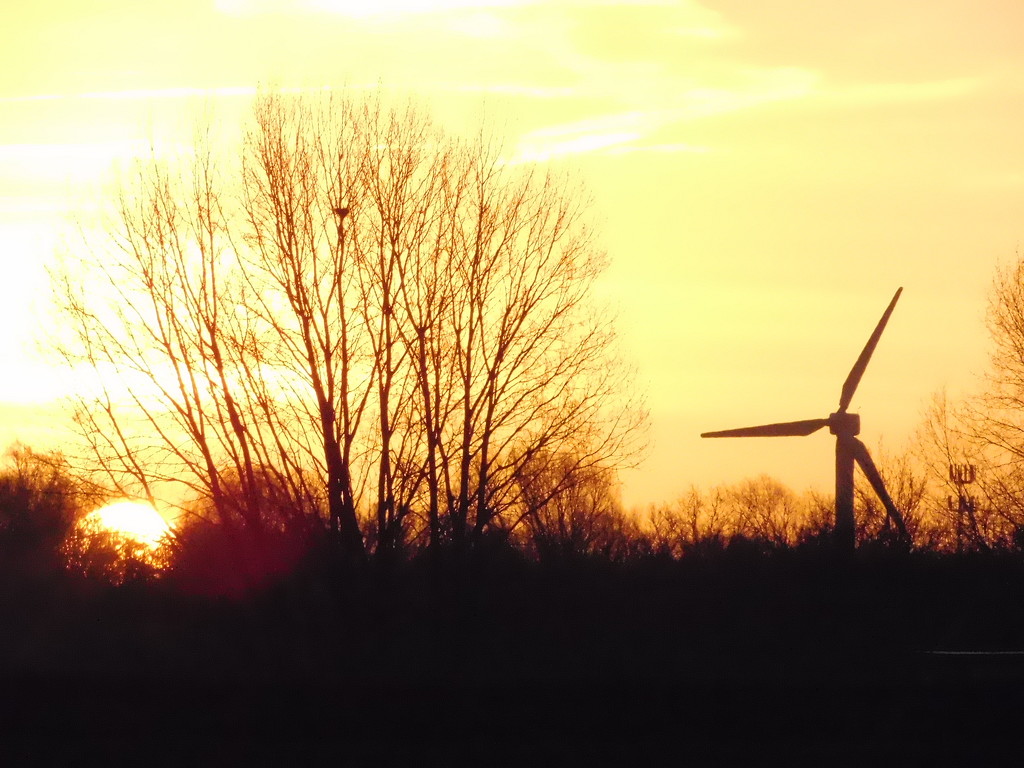  Sunrise and wind turbine by 365anne