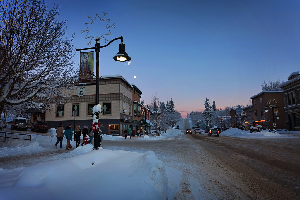 Downtown Rossland at sunset by kiwichick
