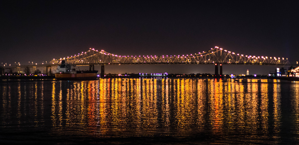 Crescent City Bridge over Mississippi River by jyokota