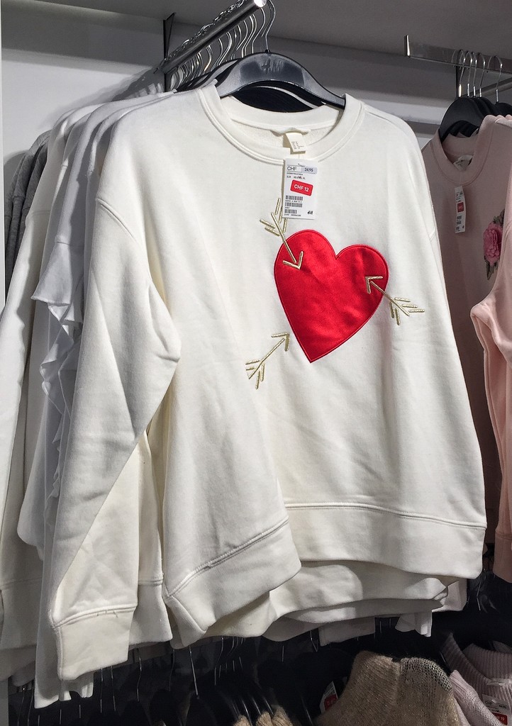 Sweatshirt with a red heart.  by cocobella