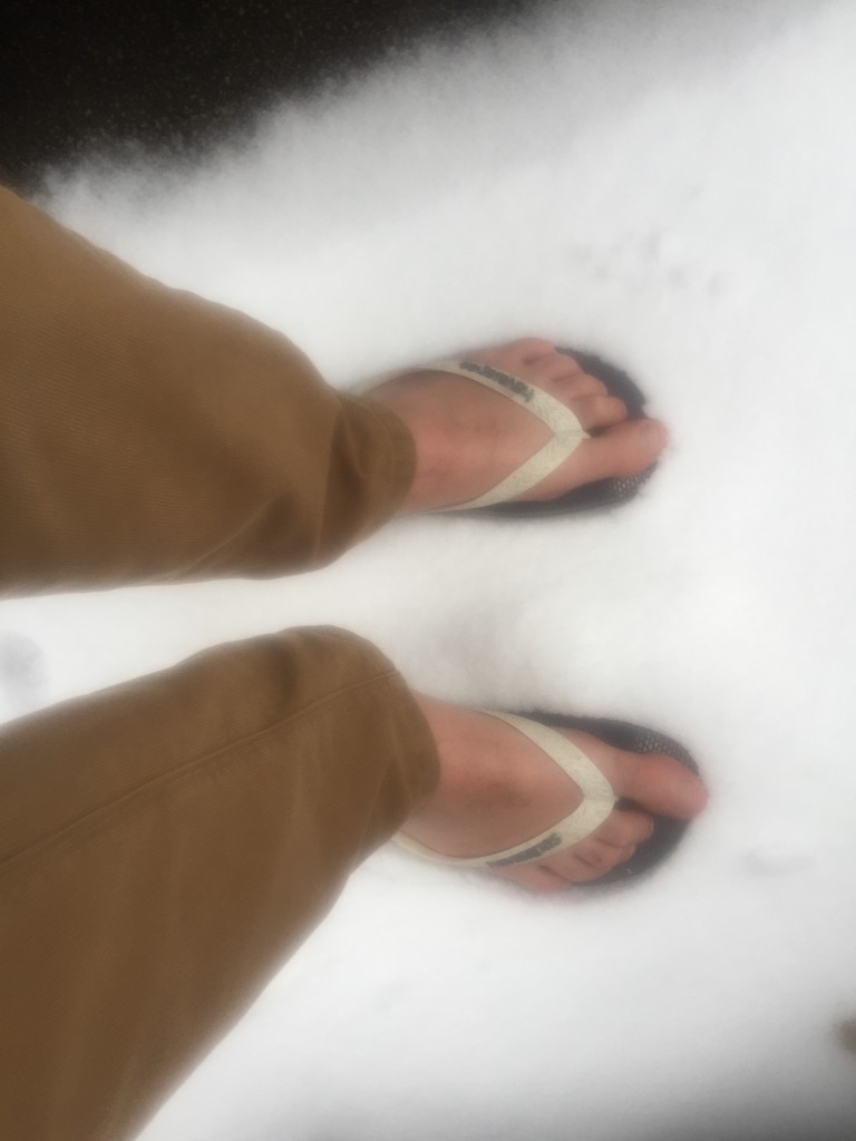Sandals and snow (from 32 degrees to snow) by richard_h_watkinson
