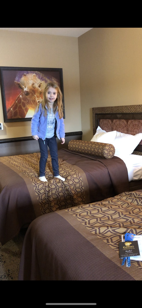 Her favorite part about hotels - jumping from bed to bed by mdoelger