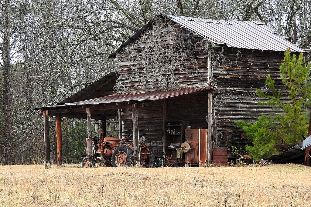 Old barn and tractor by homeschoolmom