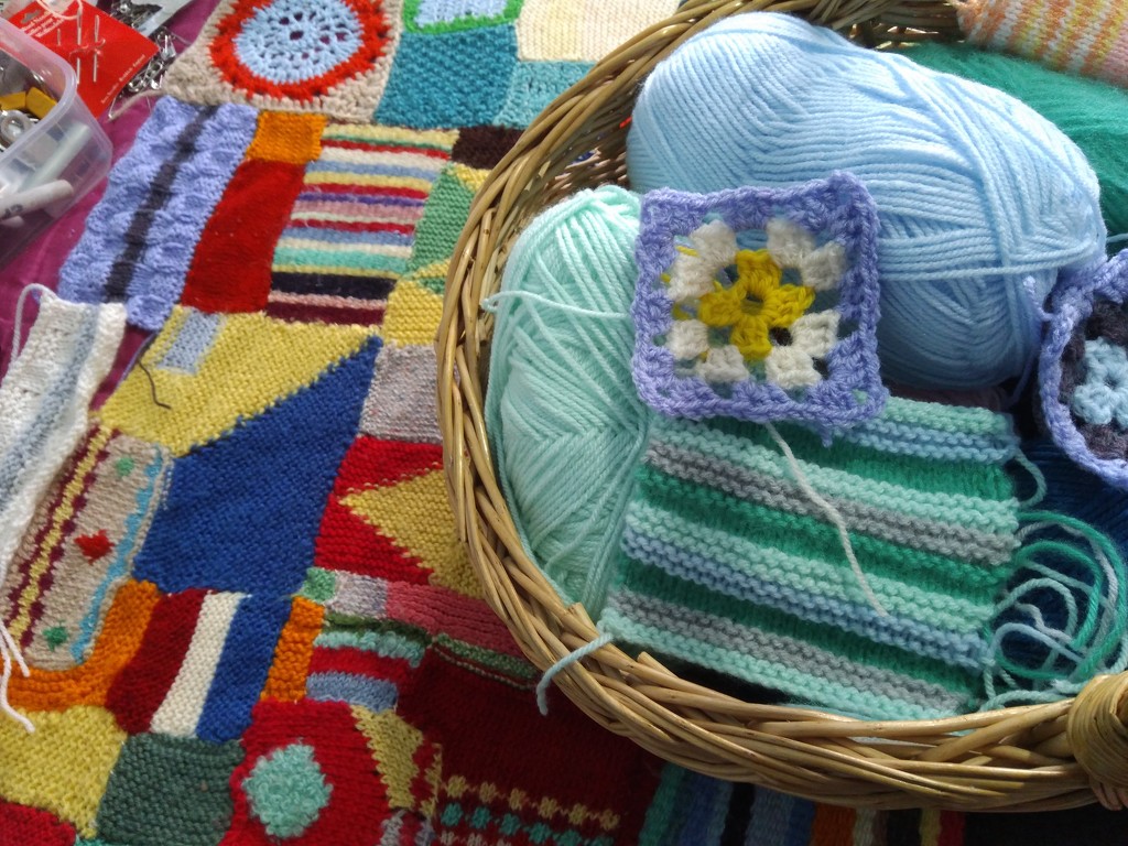 Still working on my knitted/crocheted patchwork blanket I started 50 years ago! Hope it will survive washing!! by cpw