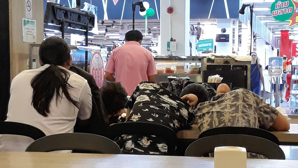 Sleeping in the Food Court by fotoblah