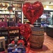 Red hearts in a shop.  by cocobella