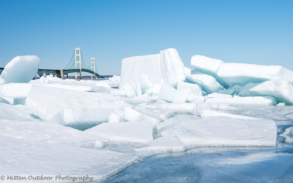 Blue Ice and Mackinaw Bridge (Michigan) by dridsdale