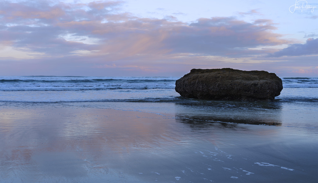 Rock Sitting in the Dawn At Ocean Beach  by jgpittenger