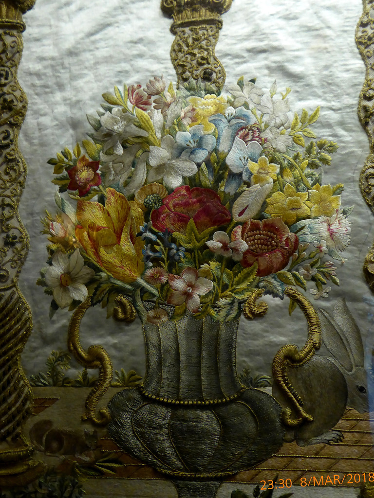 Centrepiece of tapestry at Angelsey Abbey by snowy
