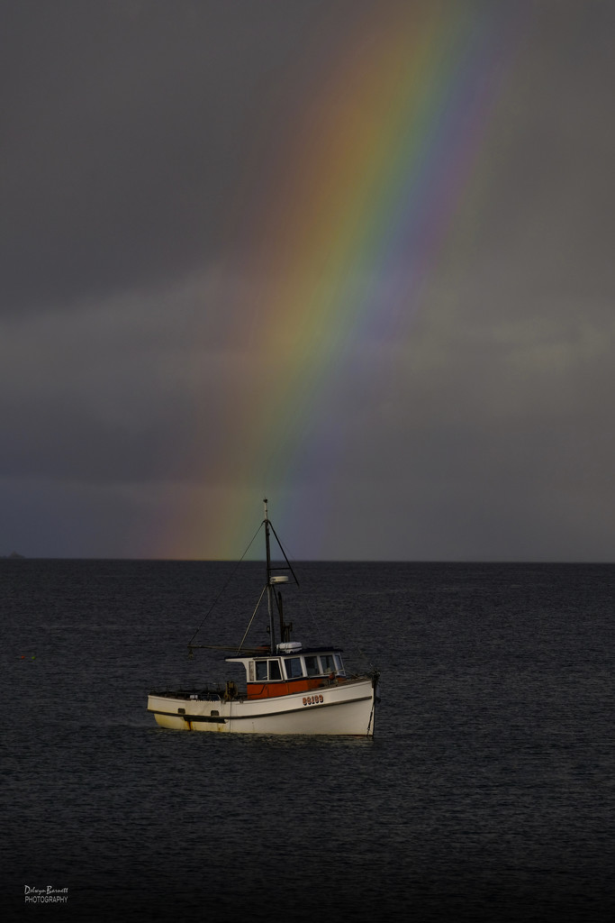 Fishing boat under the rainbow 'Stewart Island' by dkbarnett