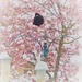Blackbird and the pink blossom !  by beryl