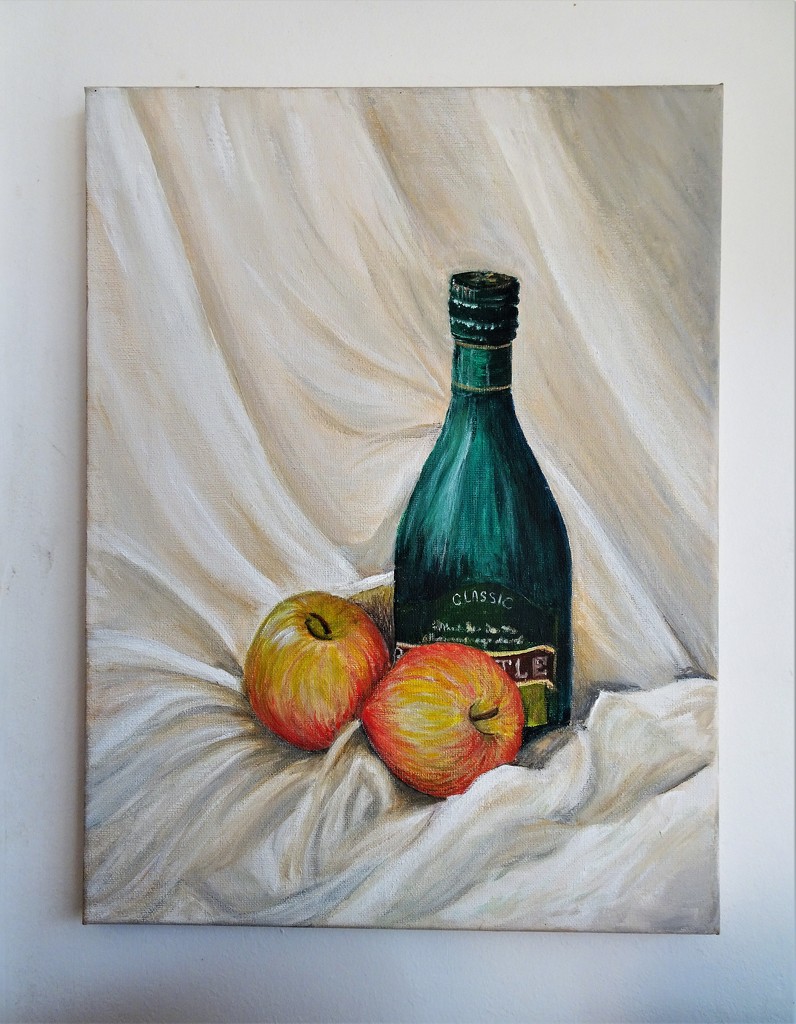 One green botttle (and two apples ) by beryl