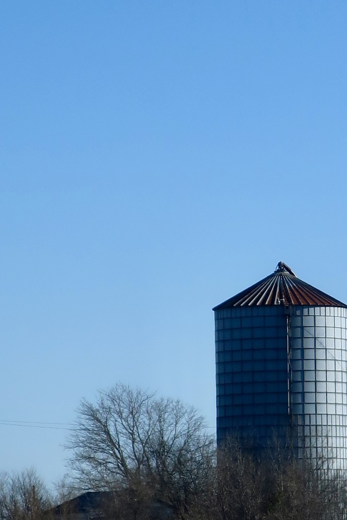A Missouri grain silo in “negative space” by louannwarren