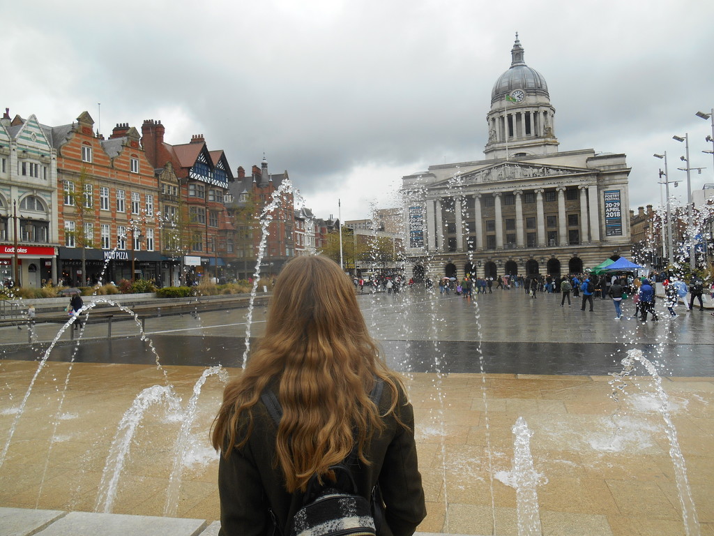 Amy looking across to Nottingham town hall. by snowy