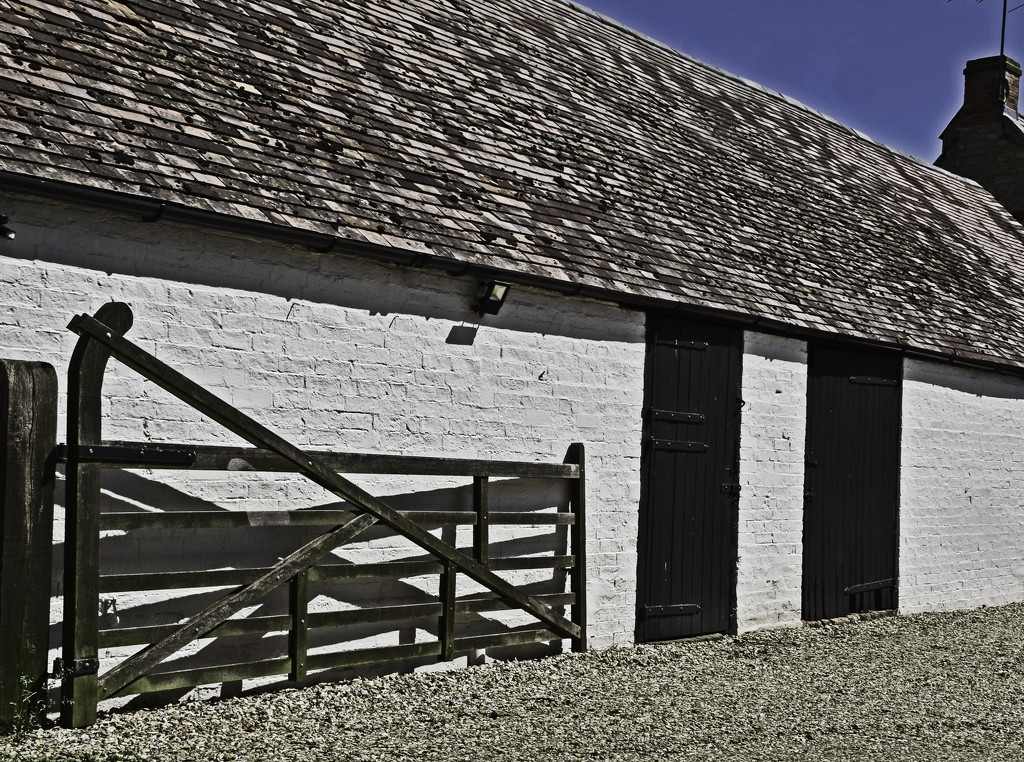 a gate , and a barn by ianmetcalfe