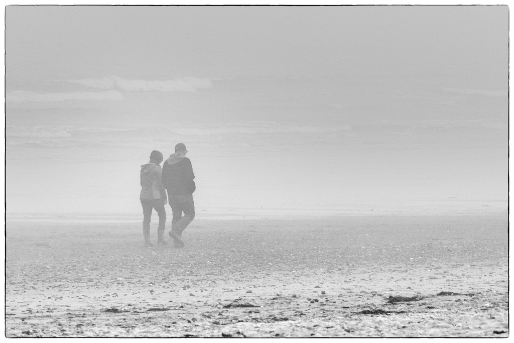 foggy walk on the beach by jernst1779