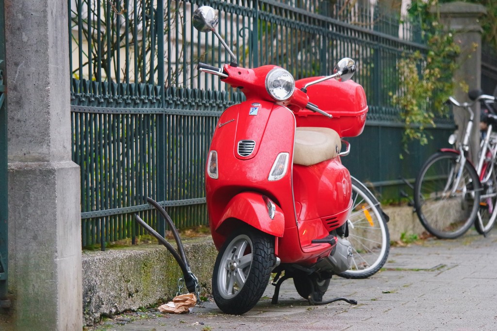 Red scooter by toinette