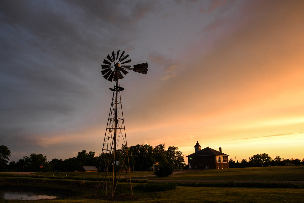Windmill and One-Room Schoolhouse by kareenking