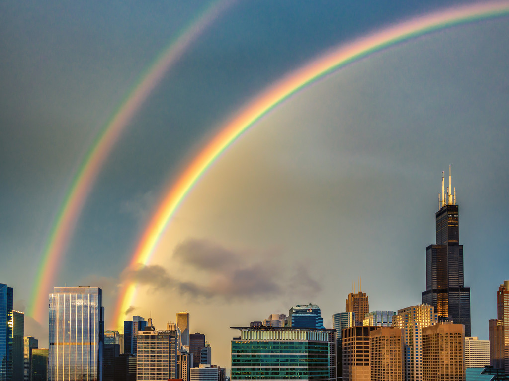 Double Rainbow Over Chicago by taffy