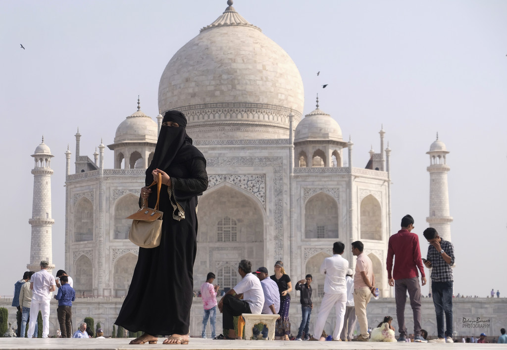 Lady in Burkha at the Taj Mahal  by dkbarnett
