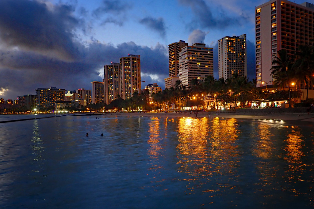  Evening on Waikiki Beach by jaybutterfield