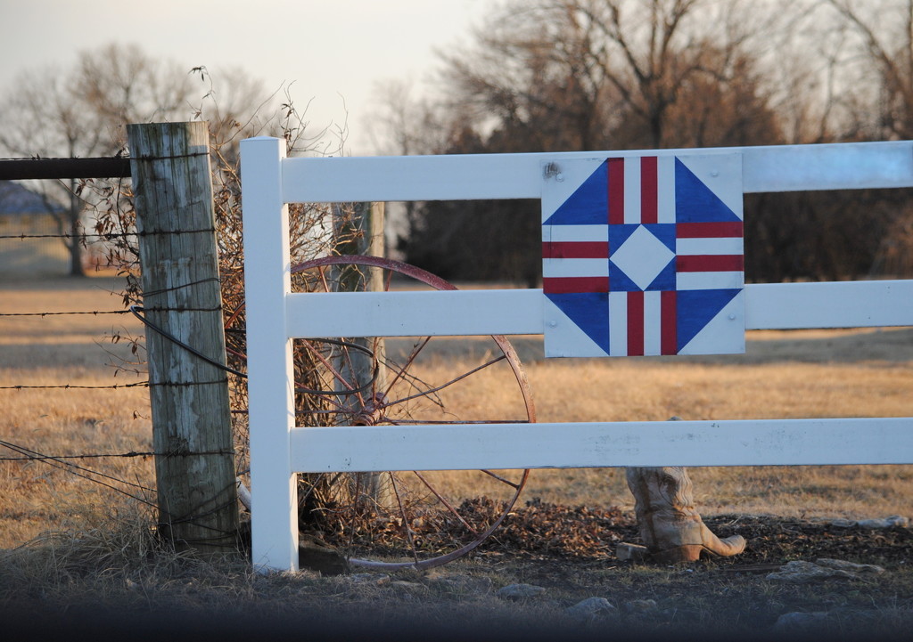 Barn Quilt on the fence by genealogygenie