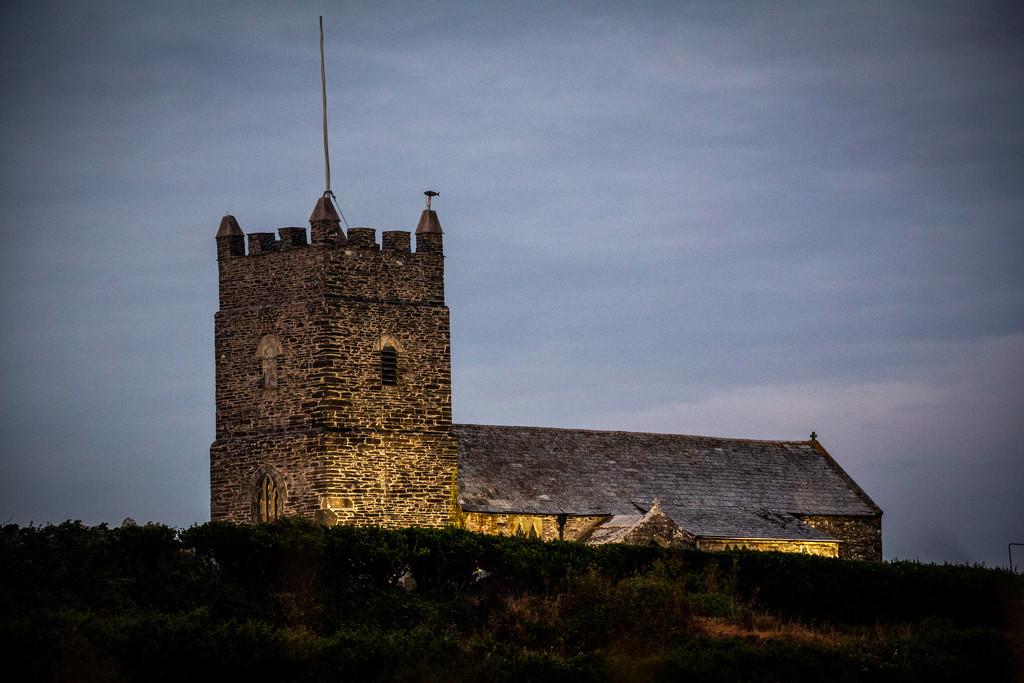 Forrabury church as dusk by swillinbillyflynn