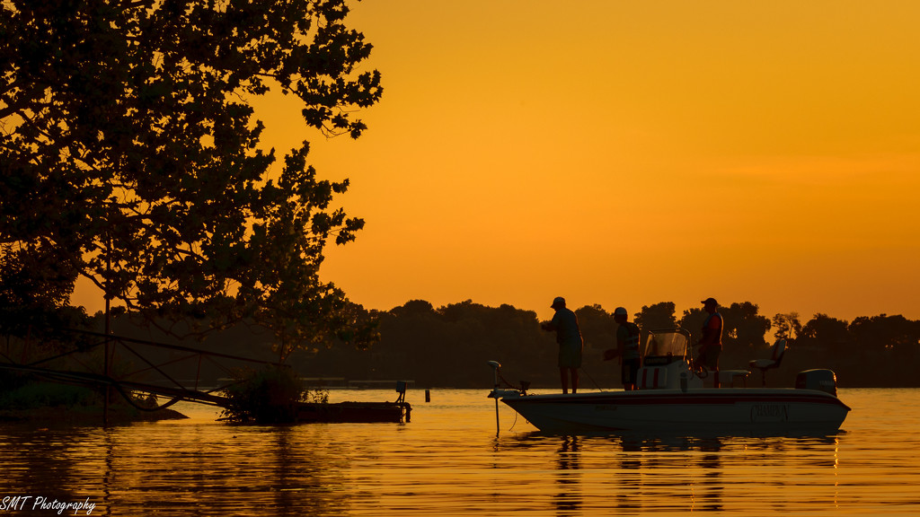 fishing at sunset by samae