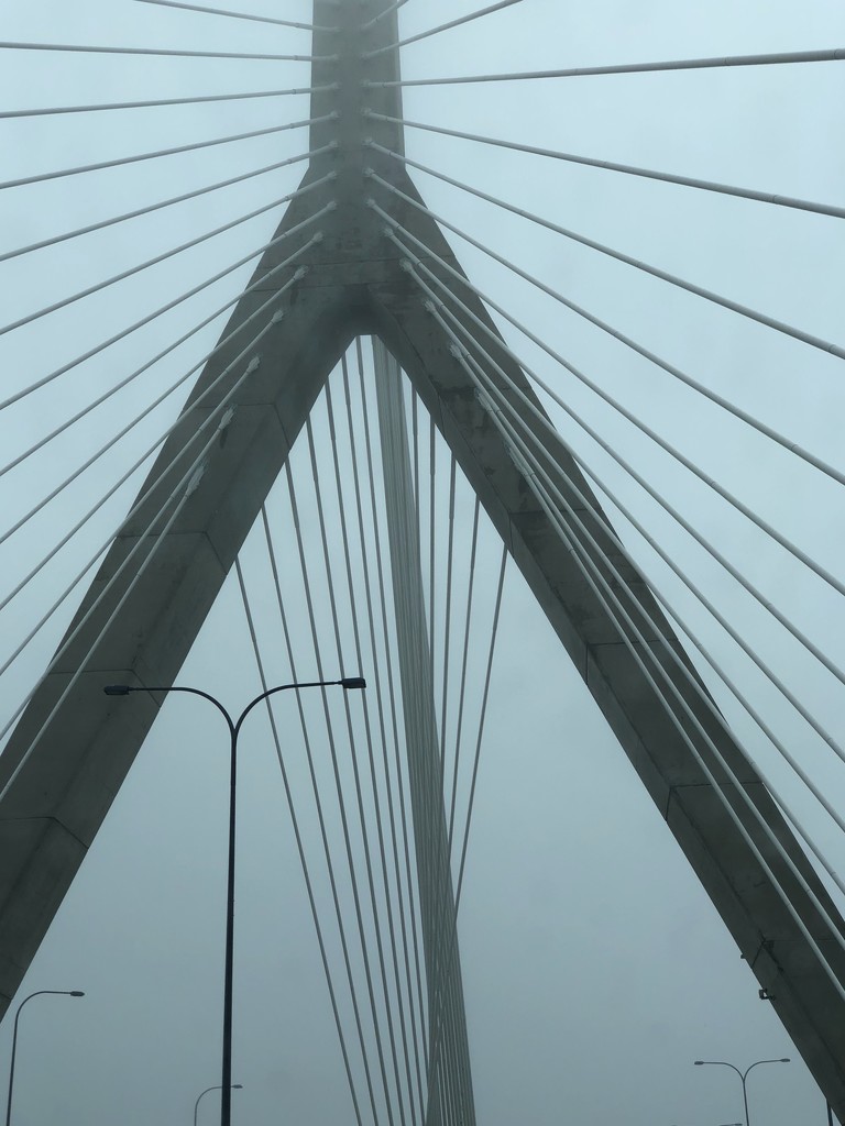 The Zakim Bridge in the fog by berelaxed