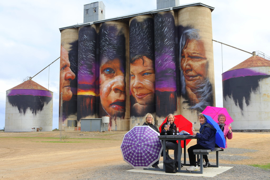 The Brolly Girls at Sheep Hills on the Art Silo Trail by gilbertwood