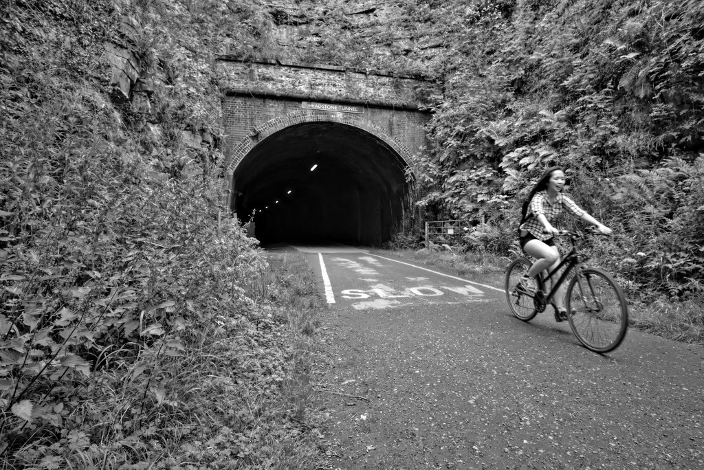 Monsal Trail Tunnel and Rider  by phil_howcroft