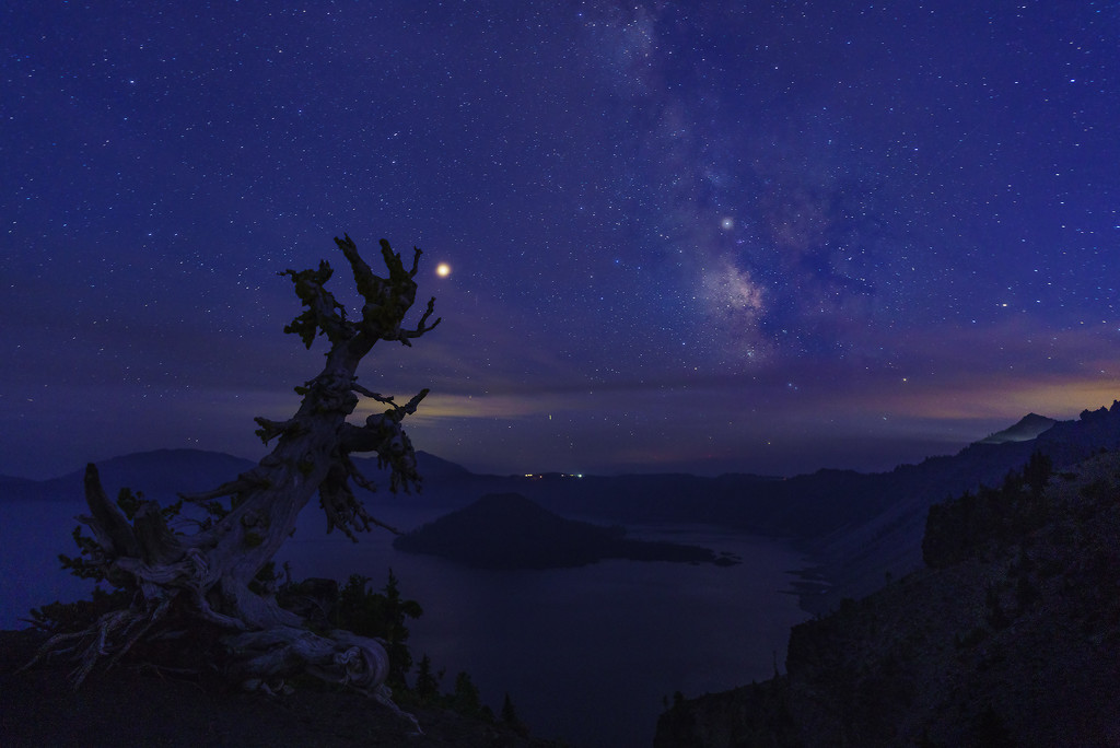 Mars, Milky Way, Snag and Crater Lake  by jgpittenger