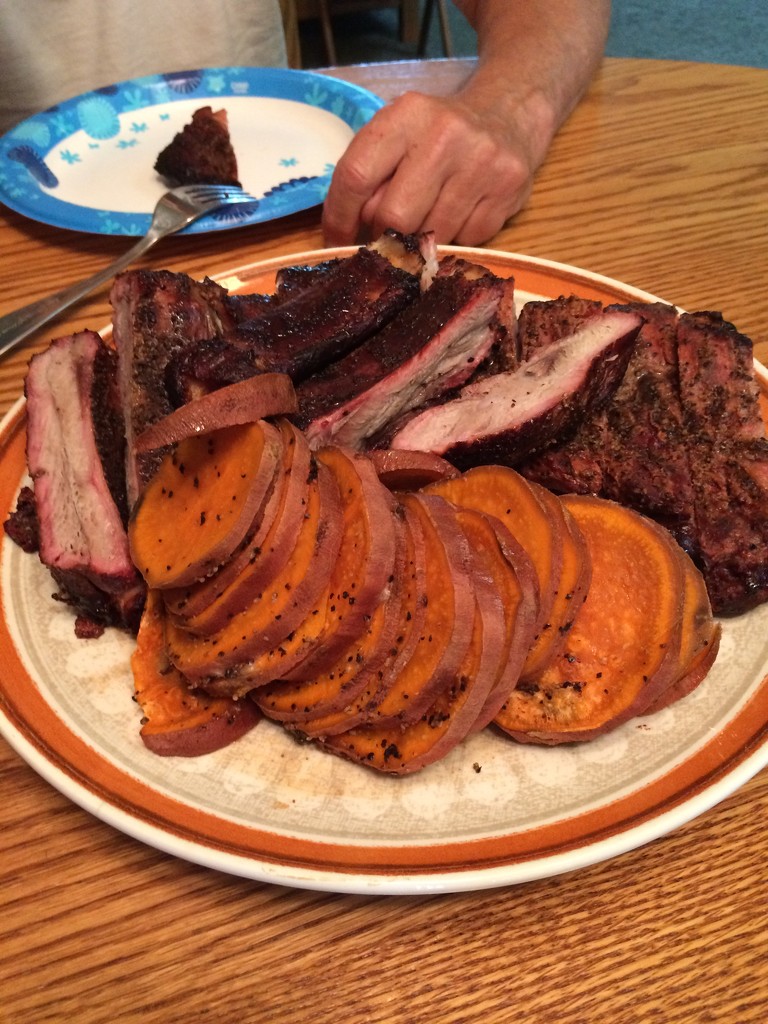 Smoked Ribs and Sweet Potatoes by bjchipman